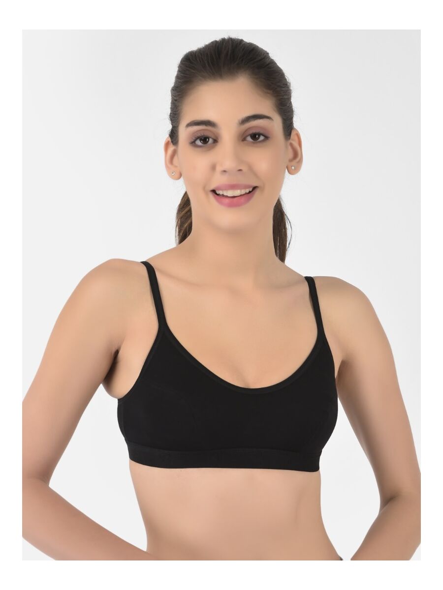 Softline Women's Non Padded Wire Free Sports Bra in 100% Cotton Fabric with Full Cup Coverage, Double Layered Cups, and Slip On Design