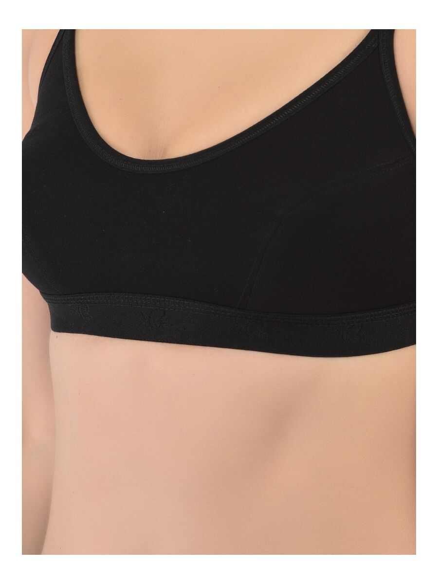 Softline Women's Non Padded Wire Free Sports Bra in 100% Cotton Fabric with Full Cup Coverage, Double Layered Cups, and Slip On Design