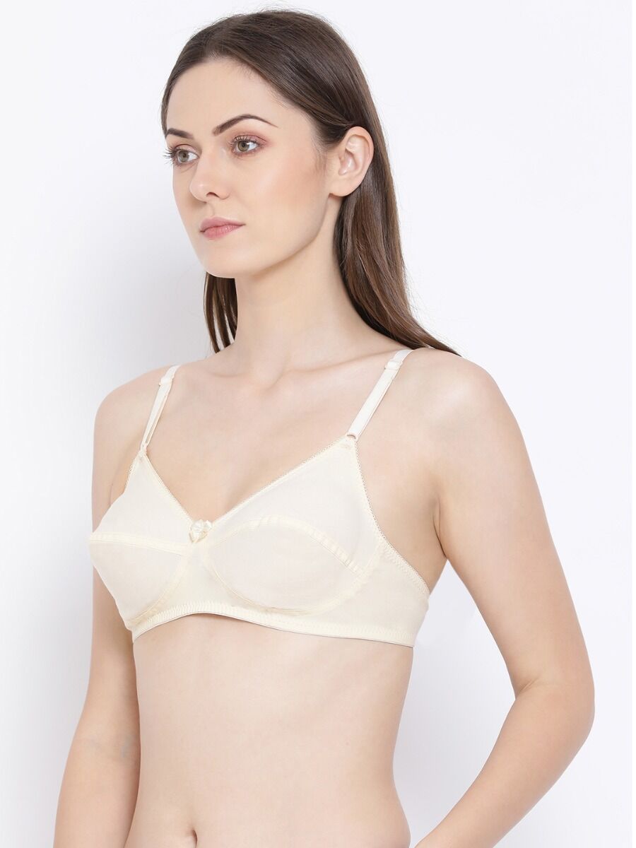 Softline Women's Soft Non Padded Wire free Bra in Cotton Poly Fabric with Elastic Straps and  Hook Closure