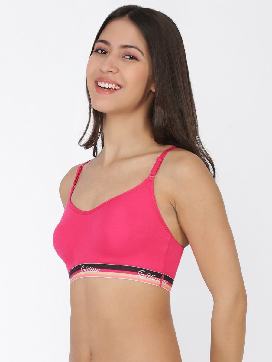 Softline Women's Non Padded Wire Free Bra in Cotton Poly Fabric with Elastic Straps and Slip On Style 