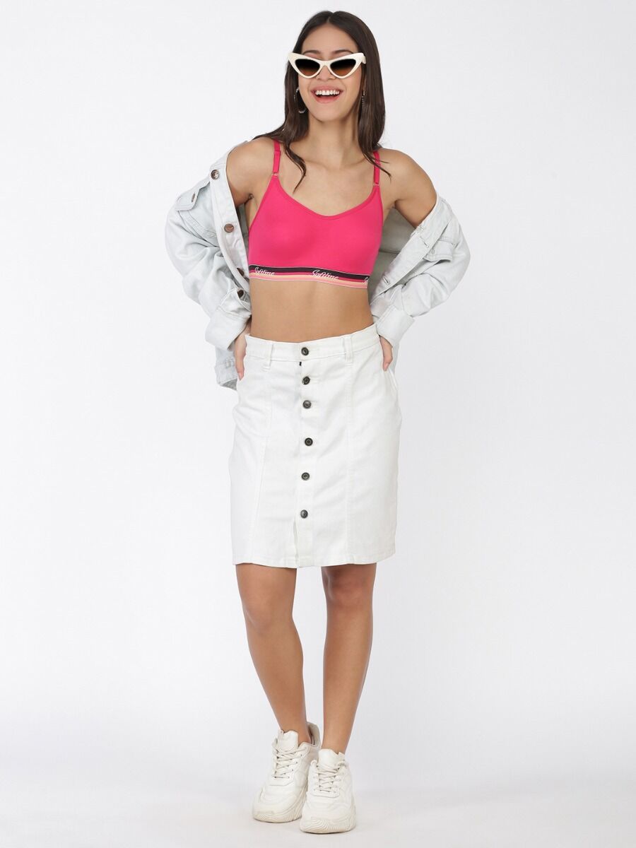 Softline Women's Non Padded Wire Free Bra in Cotton Poly Fabric with Elastic Straps and Slip On Style 