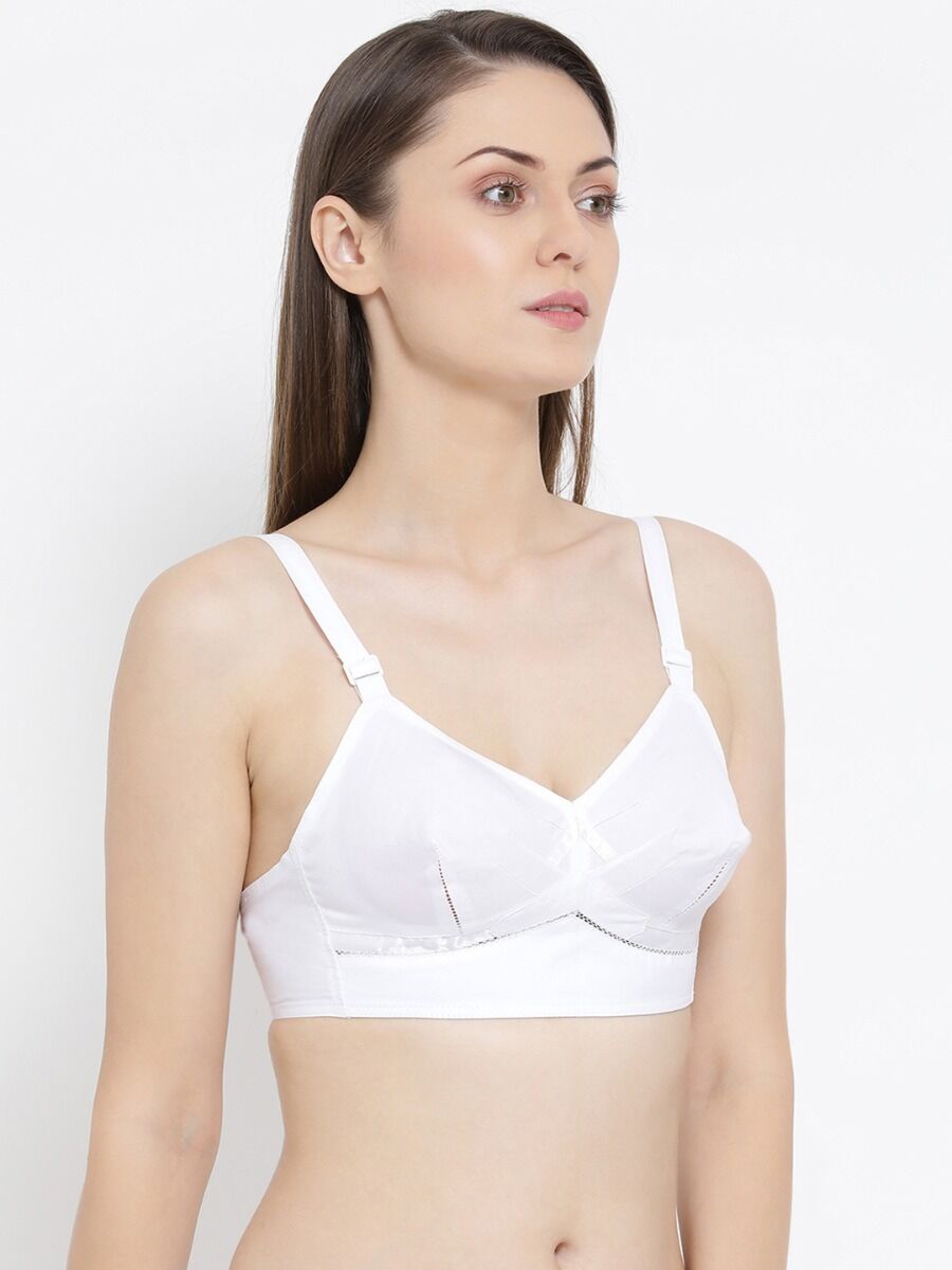 Softline Women's Non Padded Wire Free Bra in 100% Cotton Fabric with Elastic Straps and Hook Closure