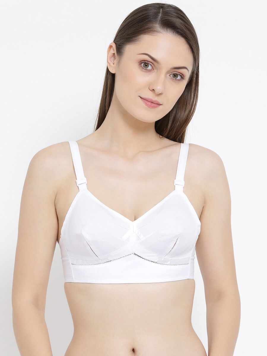 Softline Women's Non Padded Wire Free Bra in 100% Cotton Fabric with Elastic Straps and Hook Closure