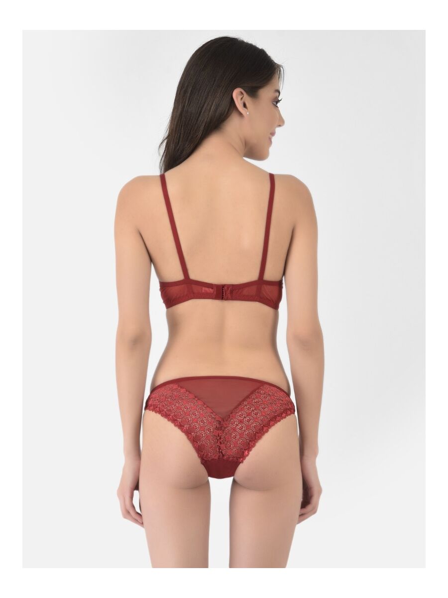 Softline Women's Non Padded Wire Free Bridal Bra & Panty Set in Nylon Spandex Fabric with Straight Back, Elastic Straps, and Hook Closure