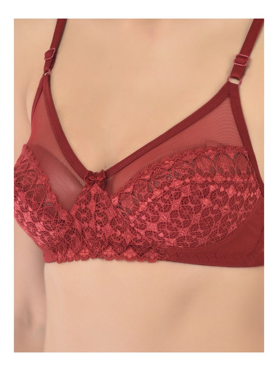 Softline Women's Non Padded Wire Free Bridal Bra & Panty Set in Nylon Spandex Fabric with Straight Back, Elastic Straps, and Hook Closure