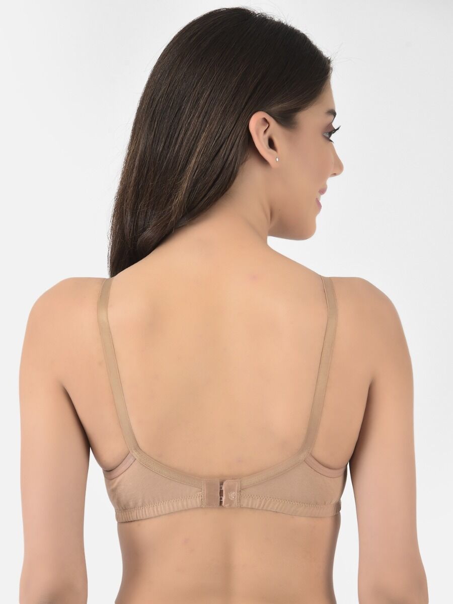 Softline Women's Non Padded Wire Free Bra in Cotton Stretch Fabric with Elastic Straps, Full Cup design, and Hook Closure