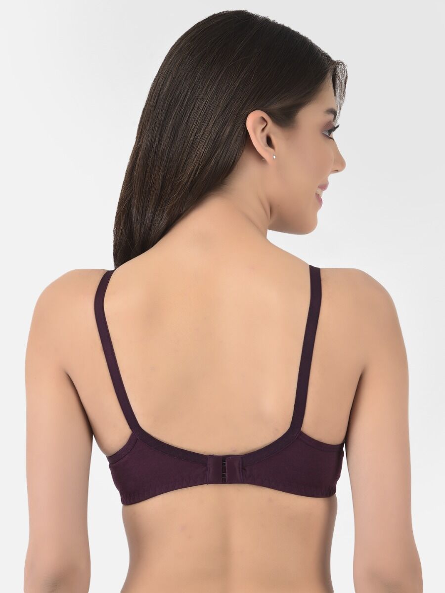 Softline Women's Non Padded Wire Free T-shirt Bra in Cotton Poly Fabric with Cross Neck Elastic Straps, Full Cup design, and Hook Closure