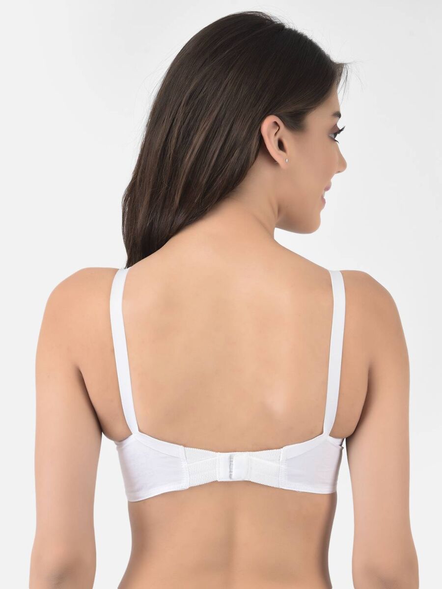 Softline Women's Non Padded Wire Free Bra in 100% Cotton Fabric with Full Coverage Cups, Elastic Straps, and Hook Closure