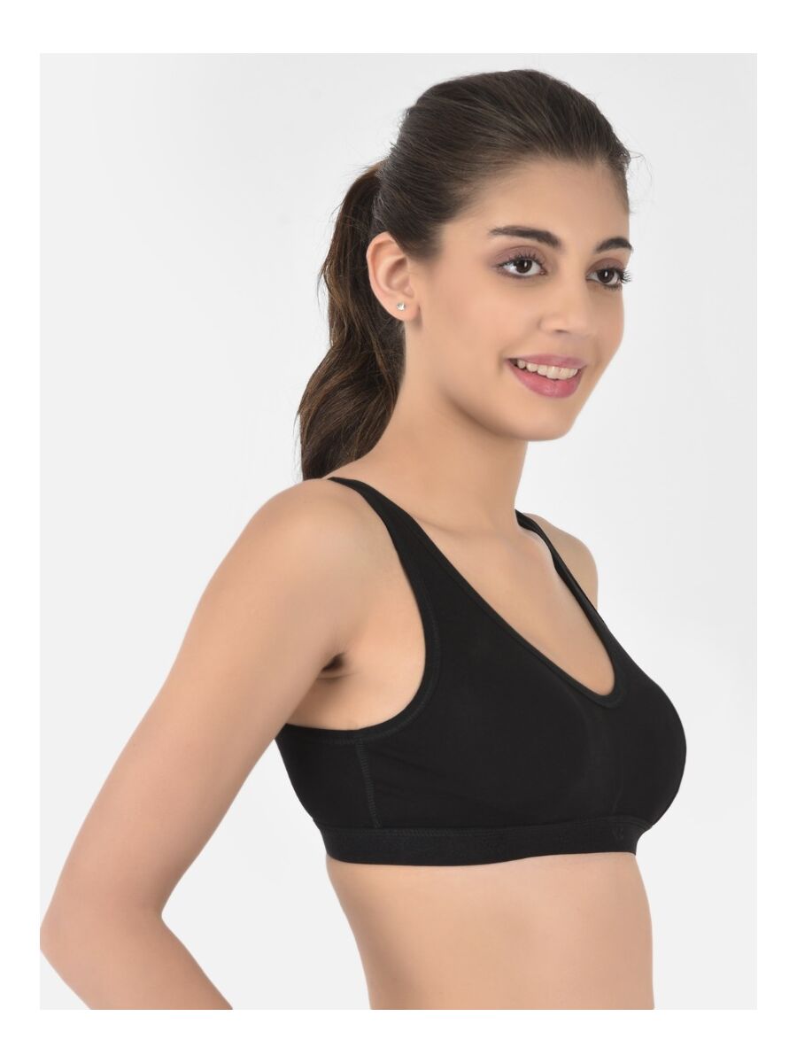 Softline Women's Non Padded Wire Free Sports Bra in 100% Cotton Fabric with Full Cup Coverage, Broad Underband,Double Layered Cups, and Slip On Design