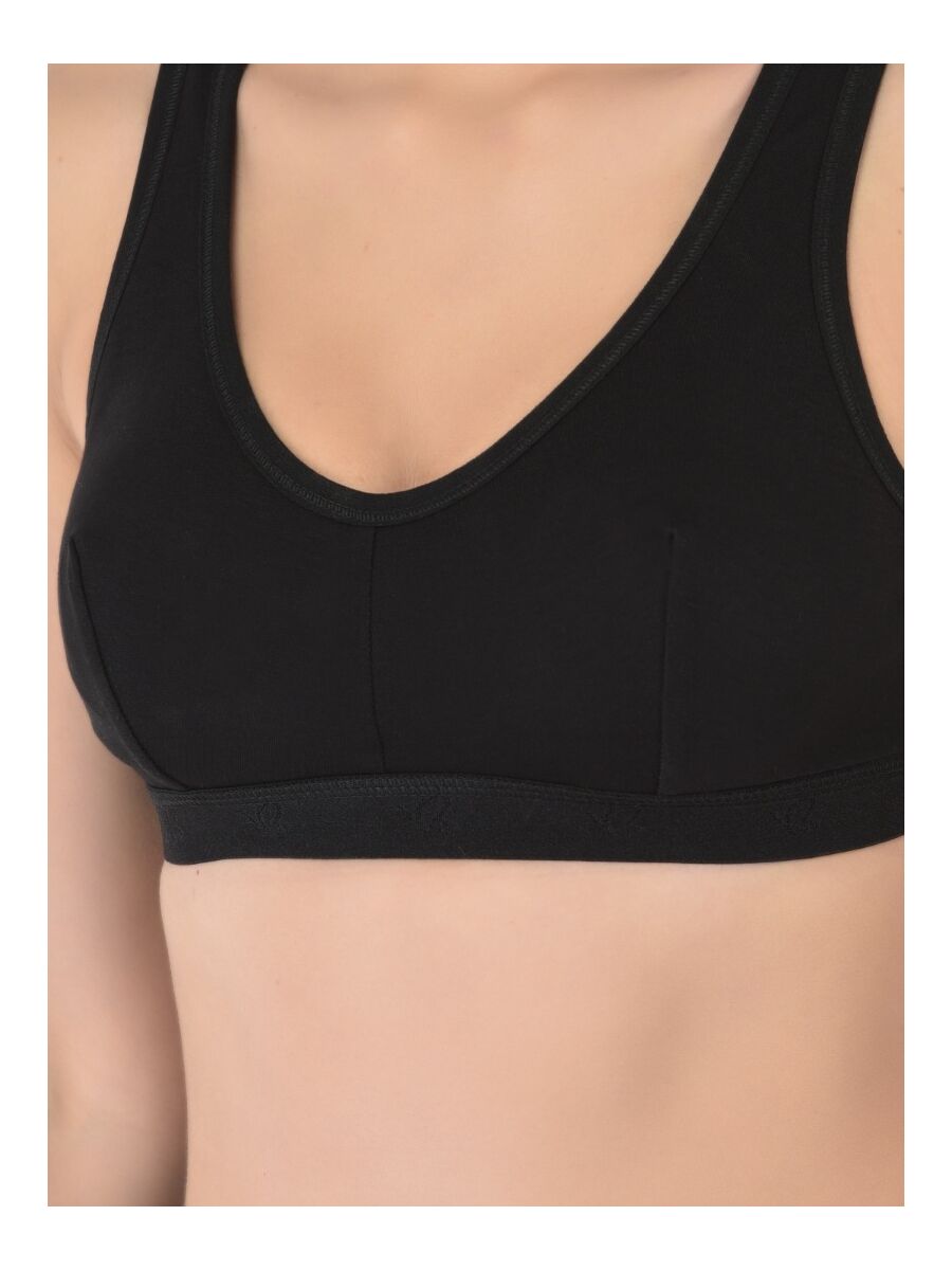 Softline Women's Non Padded Wire Free Sports Bra in 100% Cotton Fabric with Full Cup Coverage, Broad Underband,Double Layered Cups, and Slip On Design