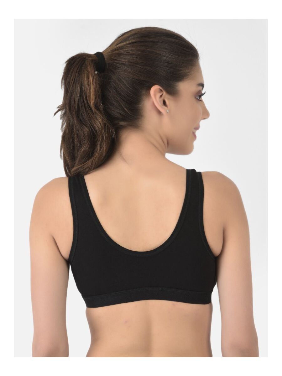 Softline Women's Non Padded Wire Free Sports Bra in 100% Cotton Fabric with Full Cup Coverage, Broad Underband,Double Layered Cups, and Slip On Design