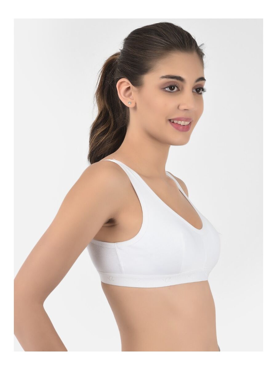 Softline Women's Non Padded Wire Free Sports Bra in 100% Cotton Fabric with Full Cup Coverage, Broad Underband,Double Layered Cups, and Slip On Design