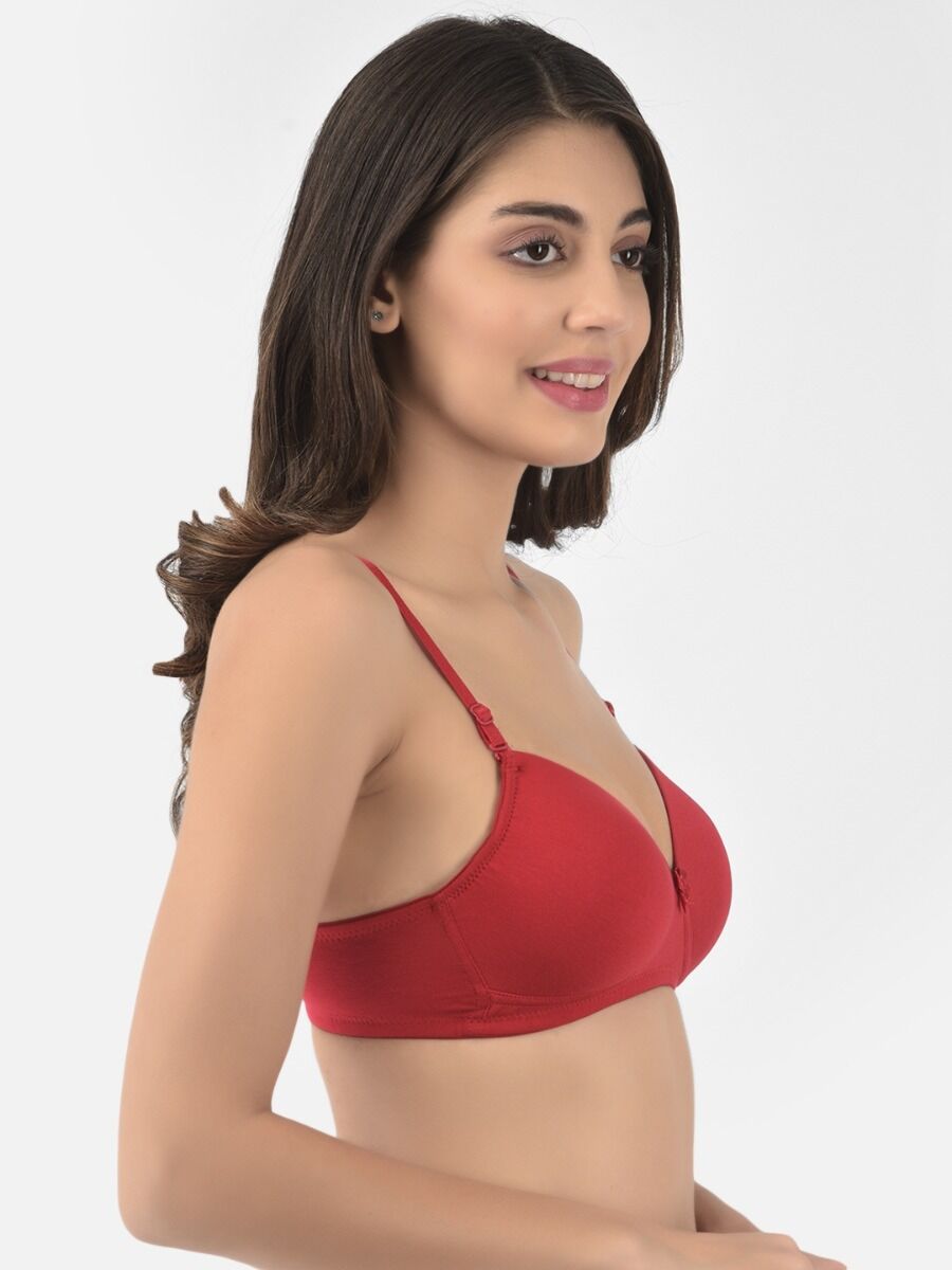 Softline Women's Padded Wire Free T-Shirt Bra in Cotton Stretch Fabric with Elastic Straps, Full Cup design, and Hook Closure