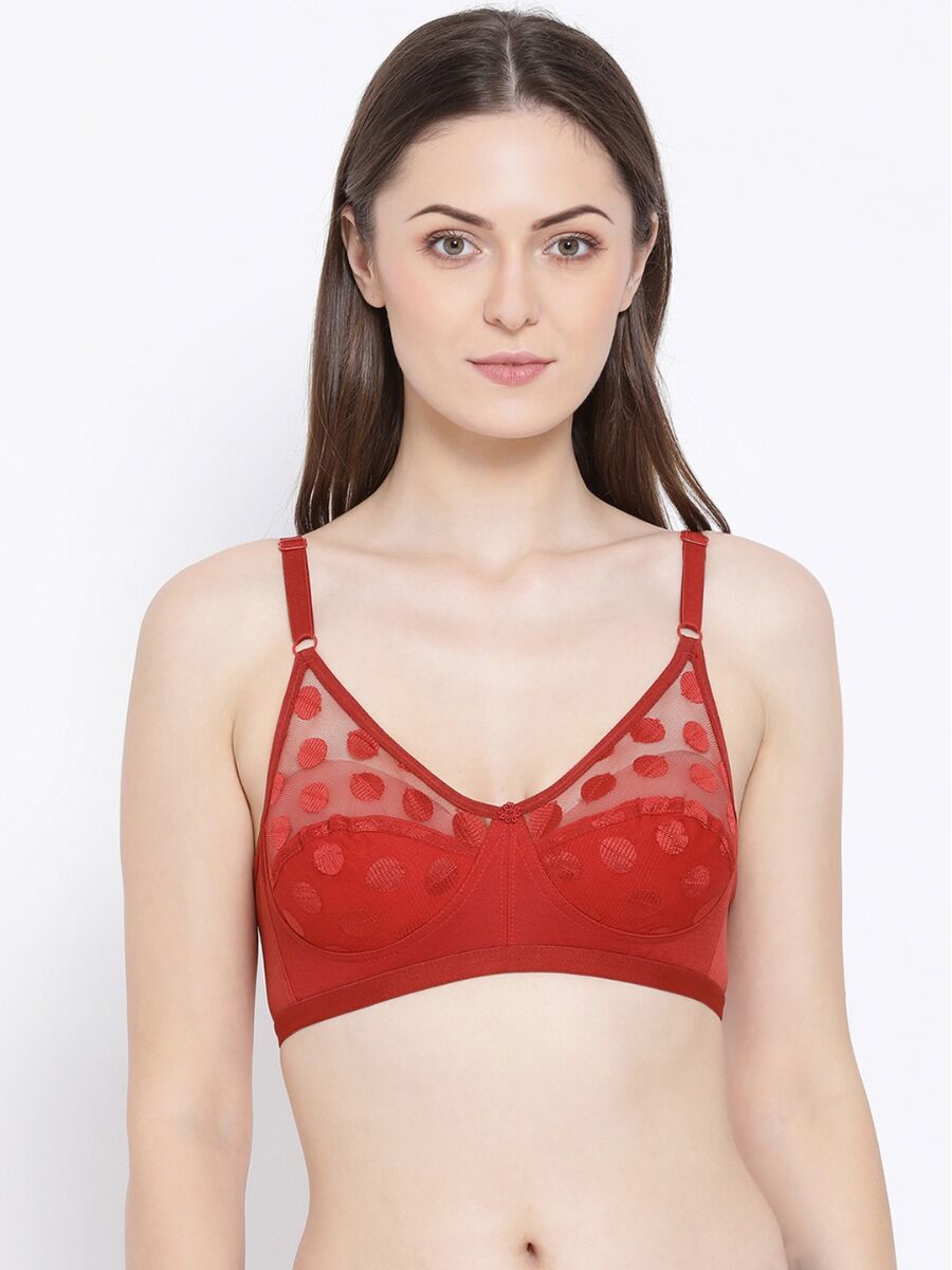 Softline Women's Non Padded Wire Free Net Bra in Nylon Spandex Fabric with Elastic Straps and Hook Closure 