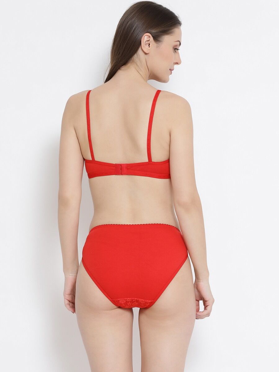 Softline Women's Non Padded Wire Free Net Bra & Panty Set in Poly Cotton Fabric with Elastic Straps and Hook Closure