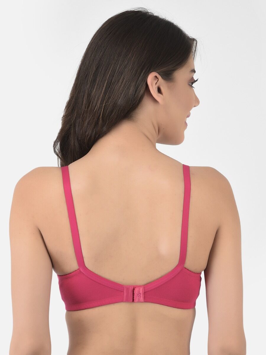 Softline Women's Non Padded Wire Free Bra in Cotton Poly Fabric with Double Layered Cups, Elastic Straps, and Hook Closure