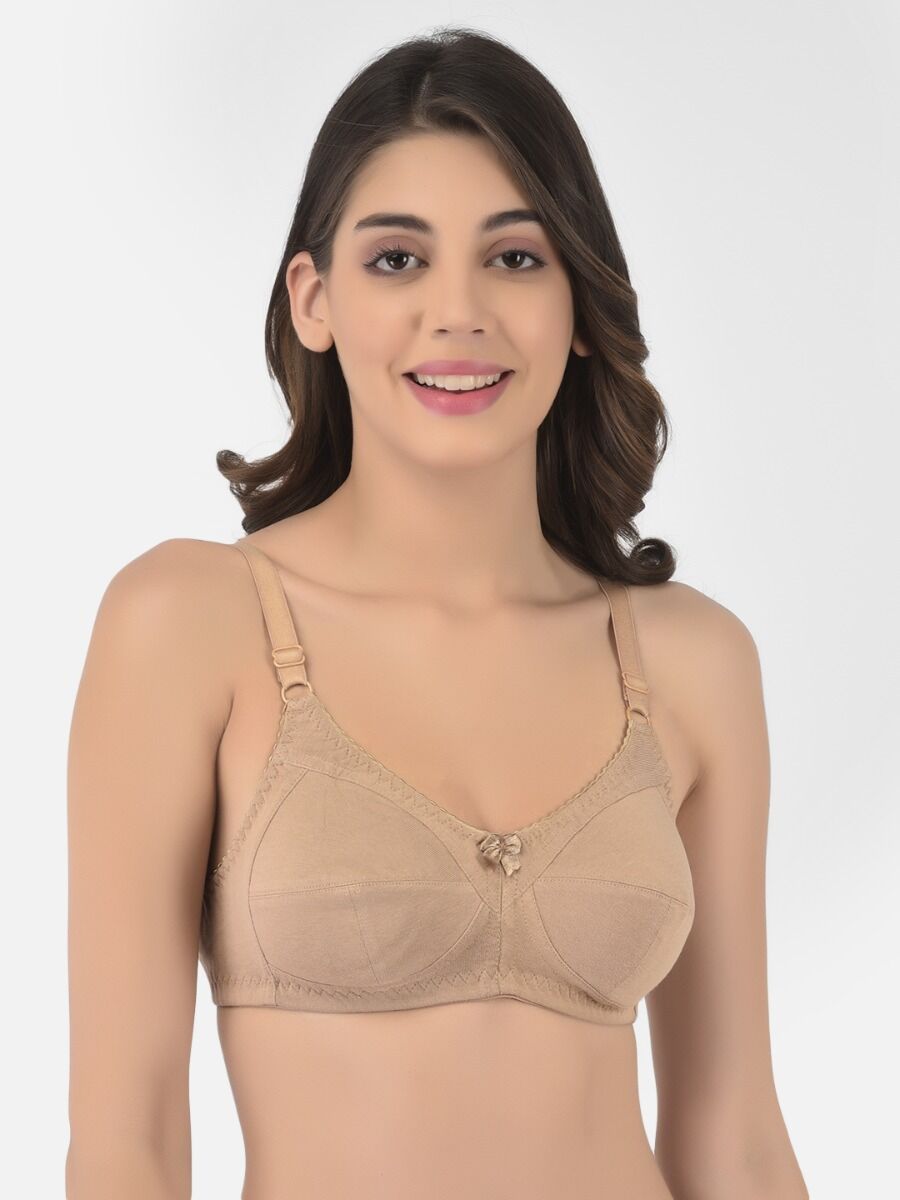 Softline Women's Non Padded Wire Free Bra in Cotton Poly Fabric with Double Layered Cups Full Coverage, Elastic Straps, and Hook Closure (C-Cup )