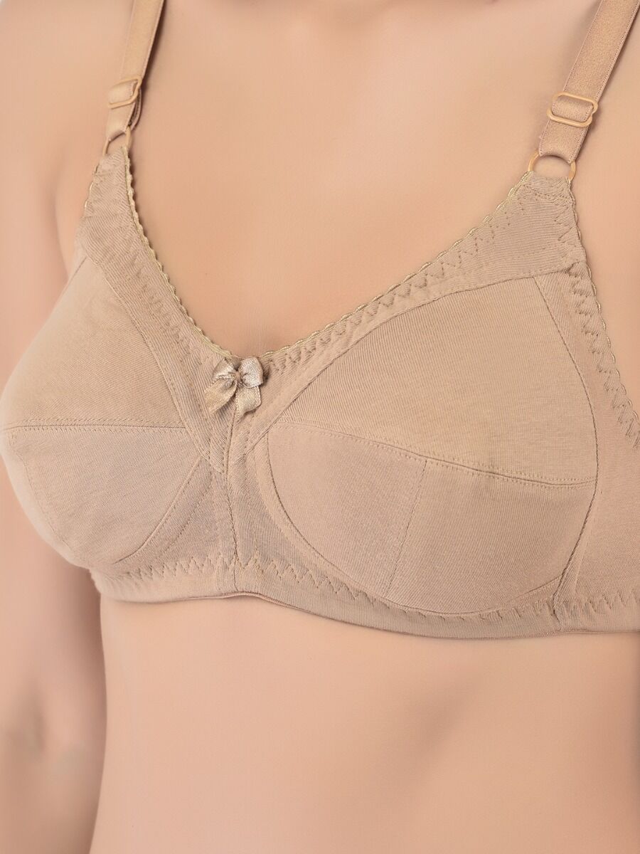 Softline Women's Non Padded Wire Free Bra in Cotton Poly Fabric with Double Layered Cups Full Coverage, Elastic Straps, and Hook Closure (C-Cup )