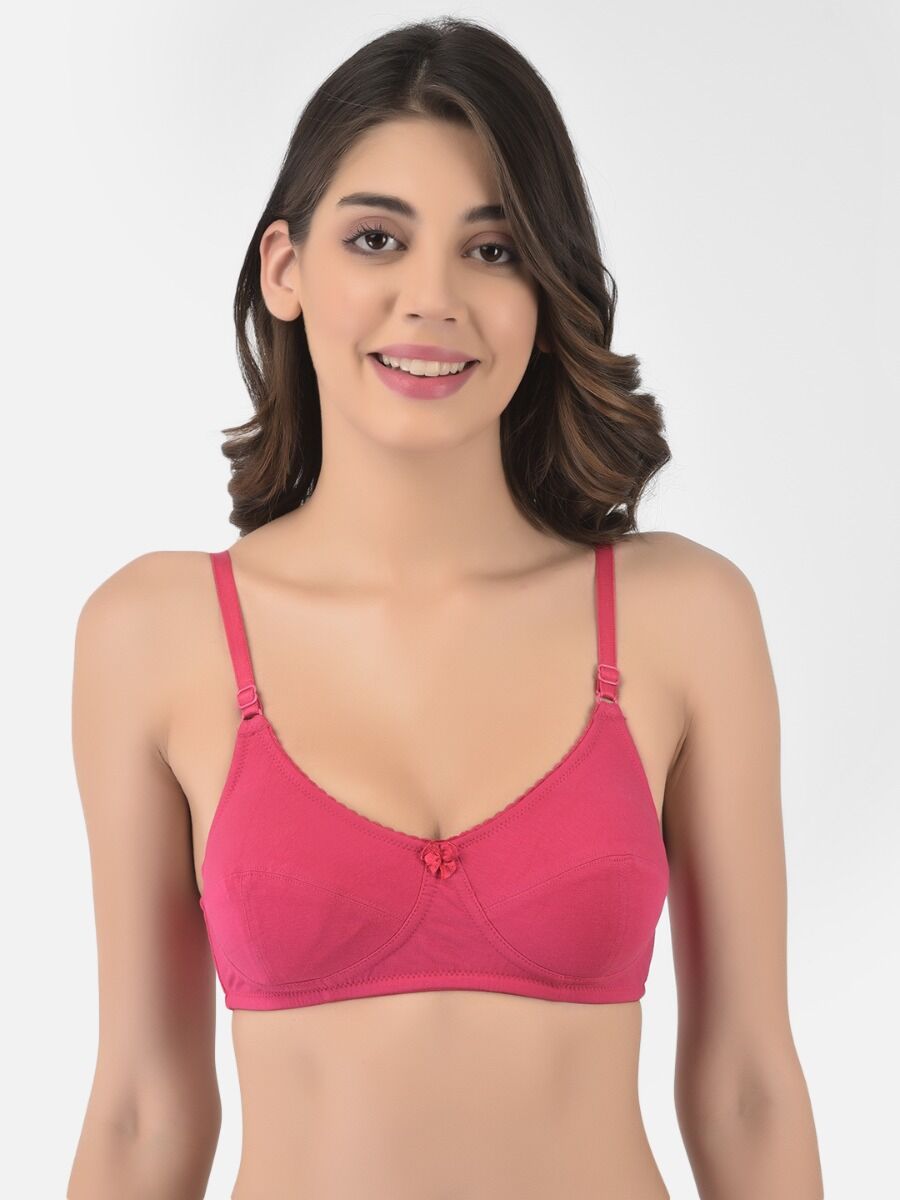 Softline Women's Non Padded Wire Free Bra in Cotton Stretch Fabric with Double Layered Cups Full Coverage, Elastic Straps, and Hook Closure (C-Cup )