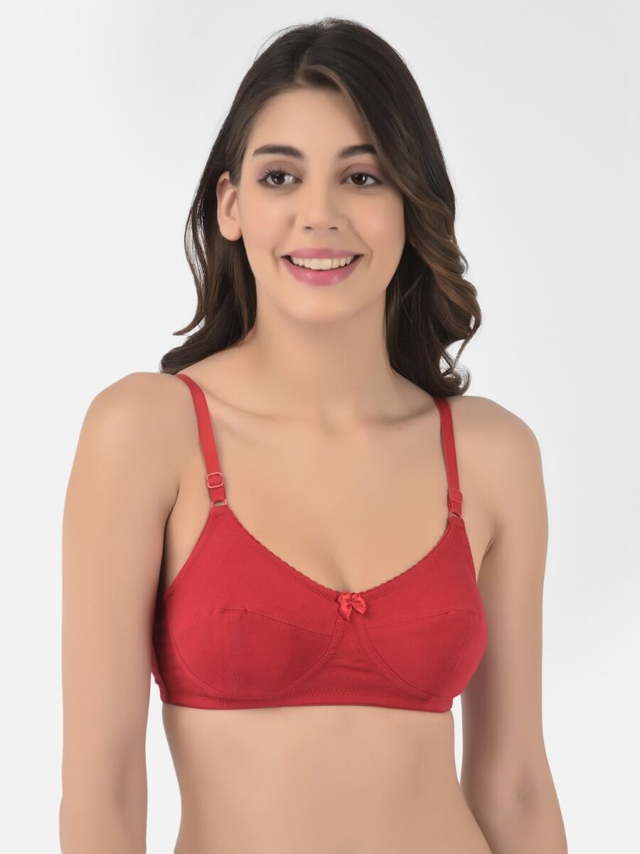 Softline Women's Non Padded Wire Free Bra in Cotton Stretch Fabric with Double Layered Cups Full Coverage, Elastic Straps, and Hook Closure (C-Cup )