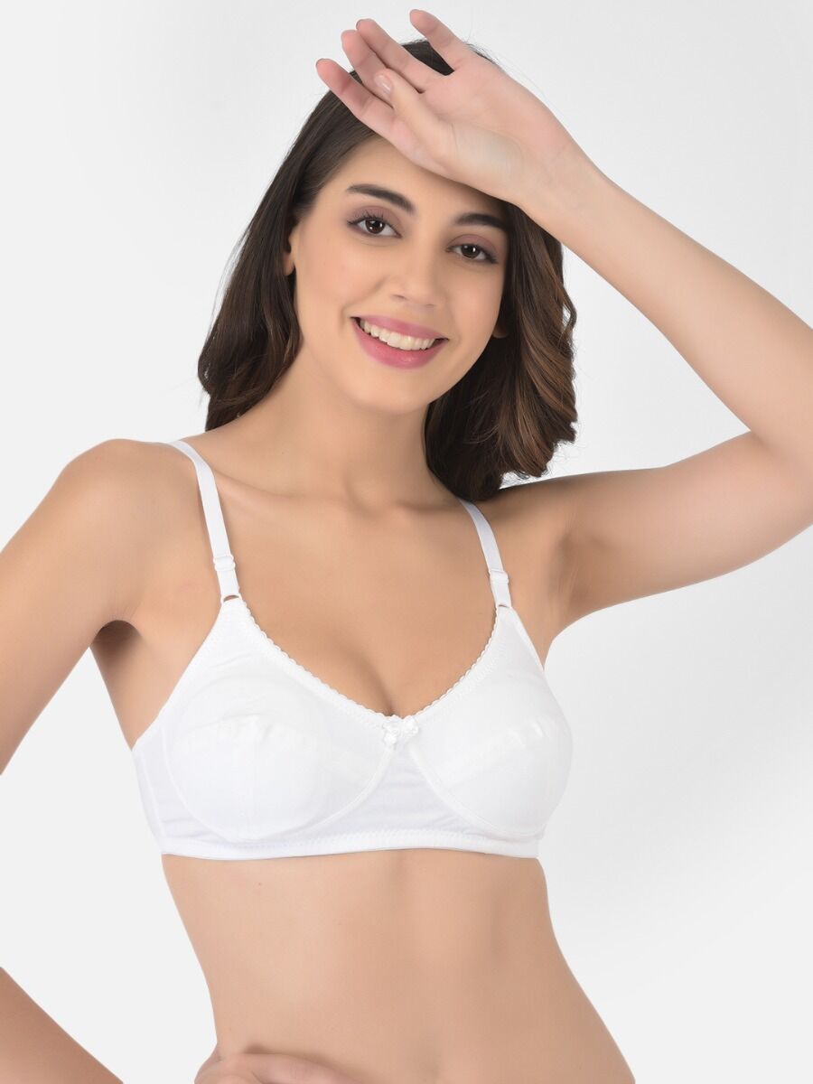 Softline Women's Non Padded Wire Free Bra in Cotton Stretch Fabric with Double Layered Cups Full Coverage, Elastic Straps, and Hook Closure (C-Cup )