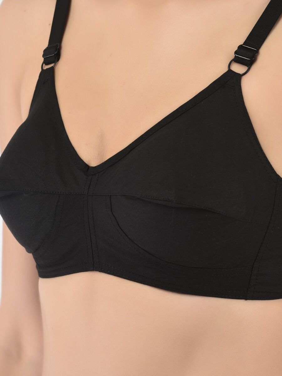 Softline Women's Non Padded Wire Free Bra in 100% Cotton Fabric with Full Coverage Cups, Elastic Straps, and Hook Closure (C-Cup )