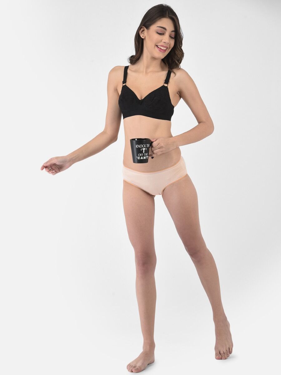 Softline Women's Non Padded Wire Free Bra in 100% Shifley Embroidery Cotton Fabric with  Full Coverage Cups, Broad Elastic Straps, and Hook Closure (D-Cup )