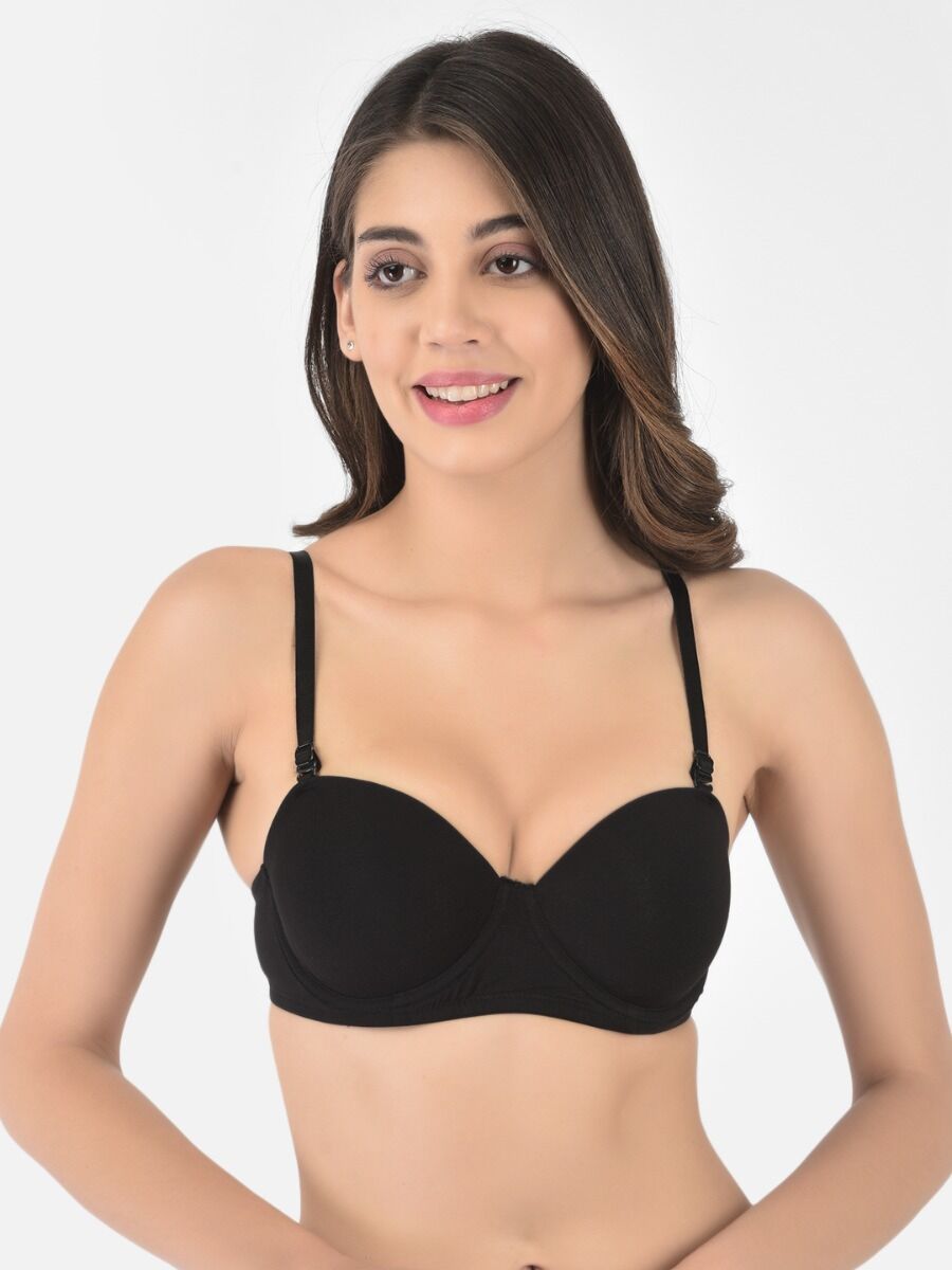 Softline Women's Padded Wired  T-Shirt Bra in Cotton Stretch Fabric with Elastic Straps, Full Cup design, and Hook Closure (C-Cup )