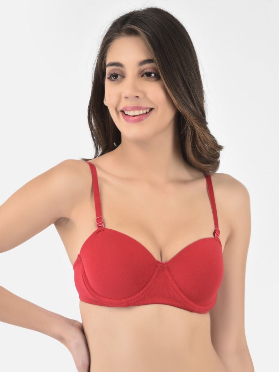 Softline Women's Padded Wired  T-Shirt Bra in Cotton Stretch Fabric with Elastic Straps, Full Cup design, and Hook Closure (C-Cup )