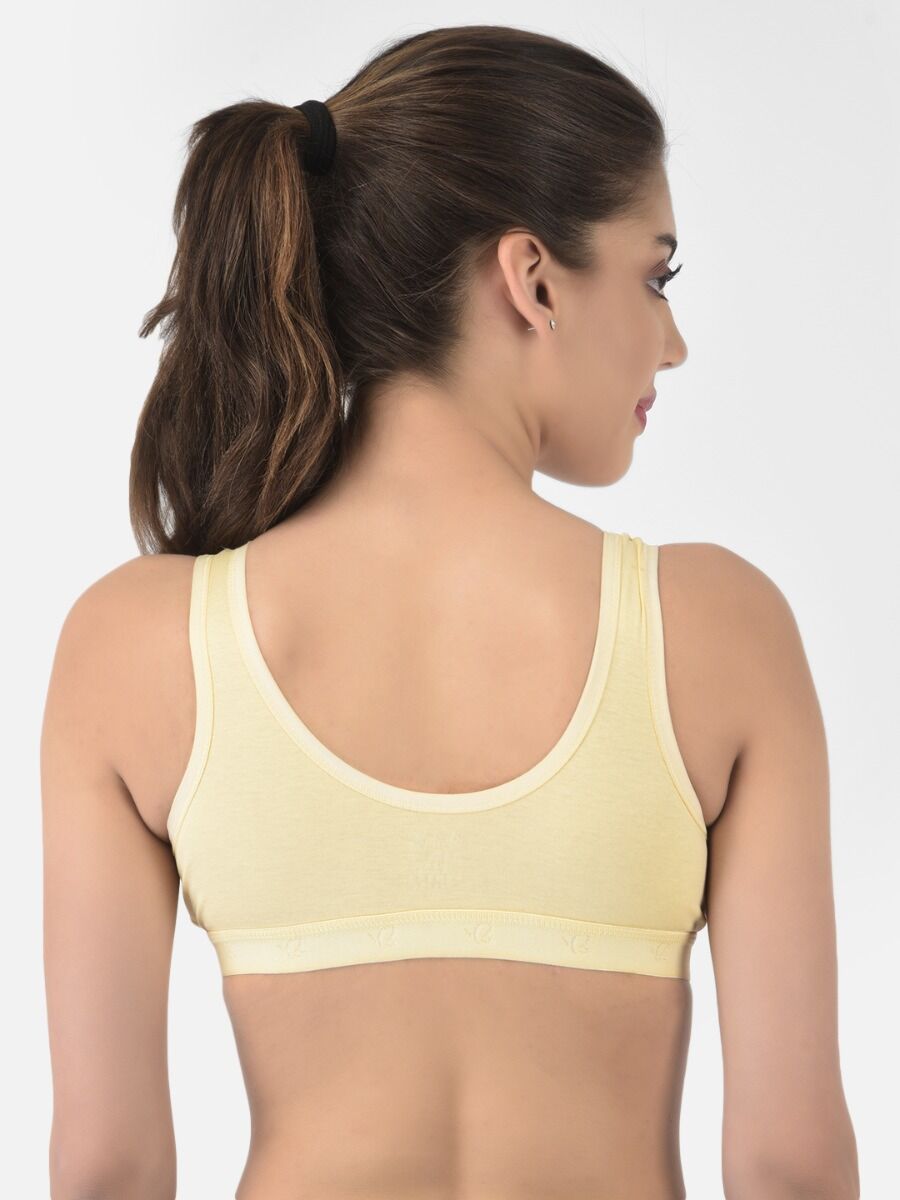 Softline Women's Non Padded Wire Free Sports Bra in 100% Cotton Fabric with Full Cup Coverage, Broad Underband,Double Layered Cups, and Slip On Design