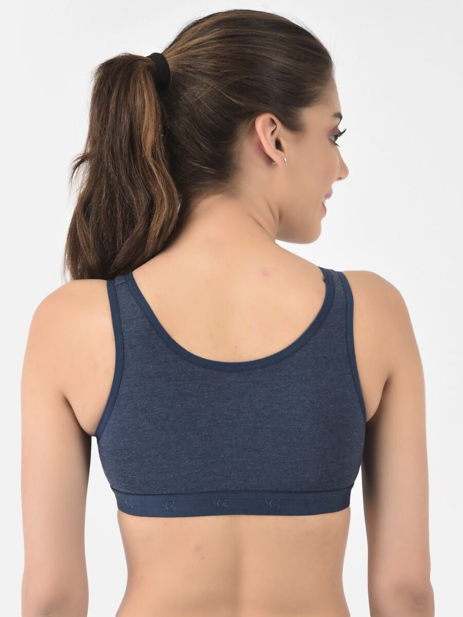 Softline Women's Non Padded Wire Free Sports T-Shirt Bra in Cotton Stretch Fabric with Full Cup Coverage, Broad Underband, Double Layered Cups, and Slip On Design.