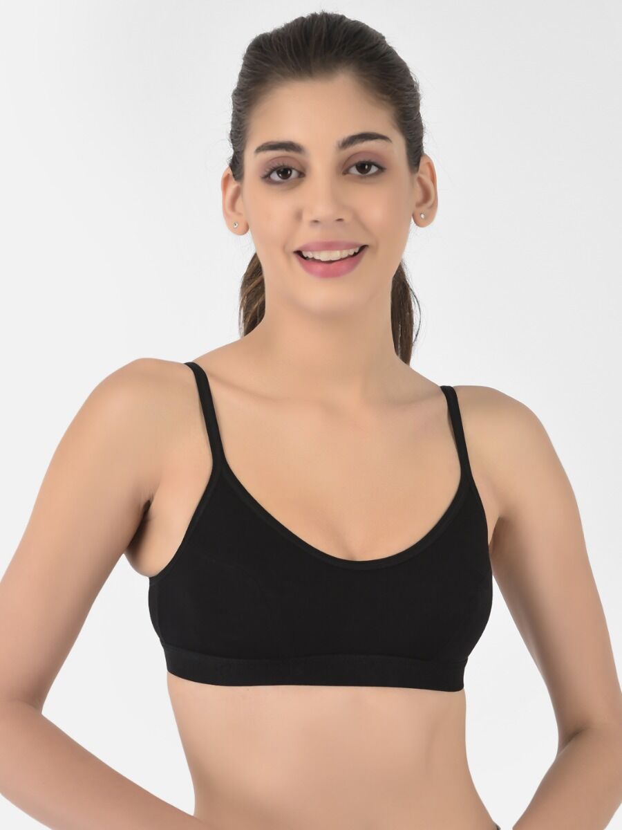 Softline Women's Non Padded Wire Free Sports Bra in 100% Cotton Fabric with Full Cup Coverage, Double Layered Cups, and Slip On Design