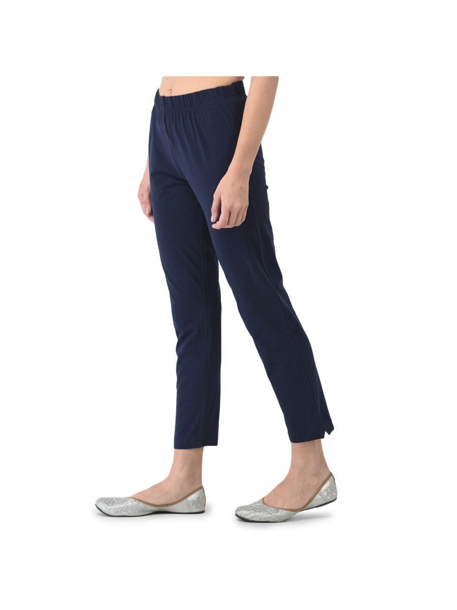 Softline Women's Kurti Pants in Cotton Rich Fabric with Mid Rise Fit, 4 Way-Stretchability, Soft Elastic Waistband, and Quick Dry Properties