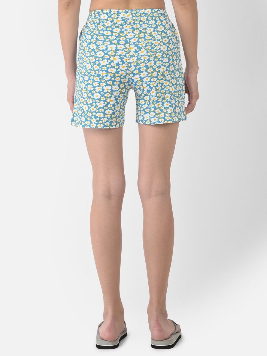 Softline Women's Regular Printed Shorts in 100% Cotton Fabric with Side Pockets, Relaxed Fit, and Elastic Waistband