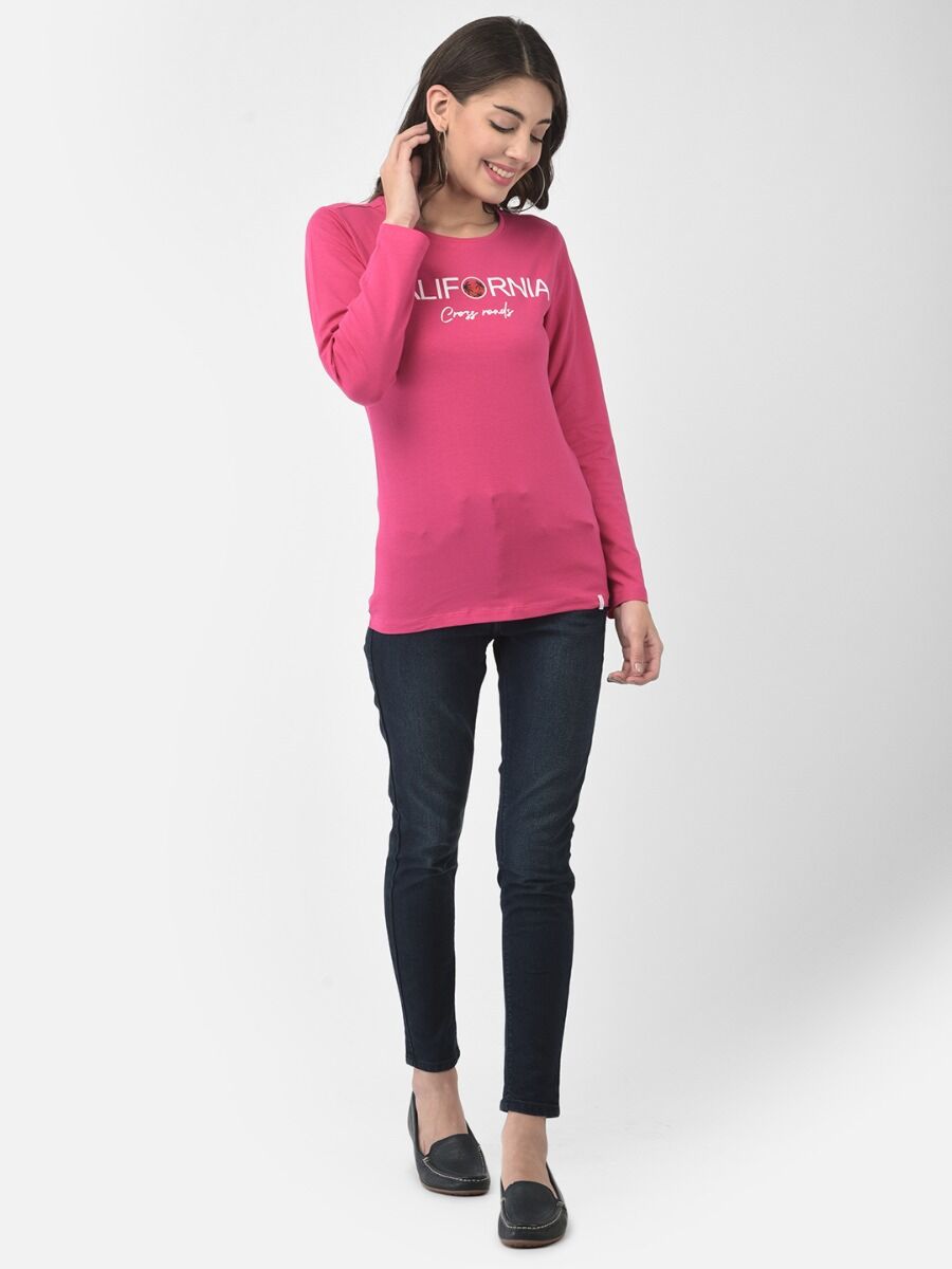 Softline Full Sleeve Printed Round neck Women's Tees |95% cotton and 5% spandex | Stretchable and Trendy