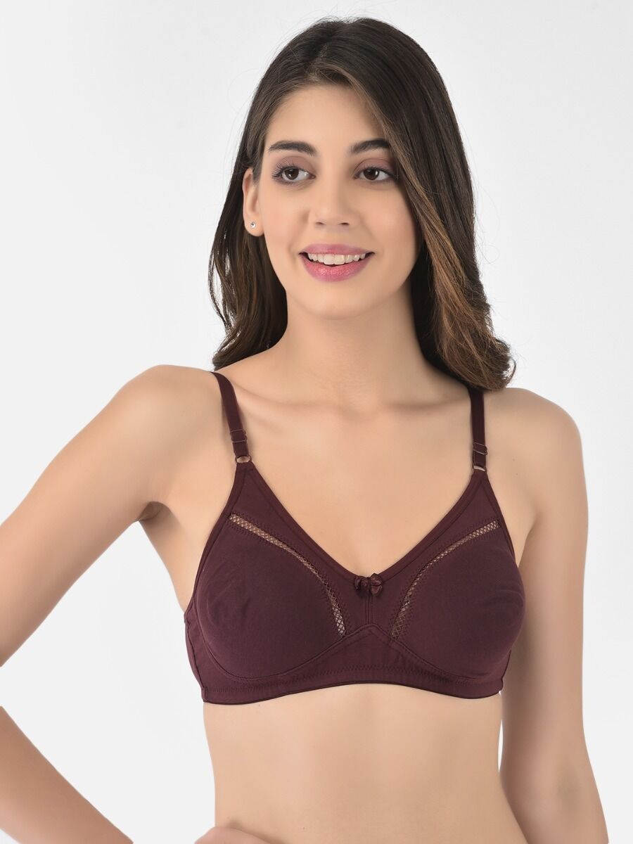 Softline Women's Non Padded Wire Free Bra in Cotton Stretch Fabric with Elastic Straps, Full Cup design, and Hook Closure