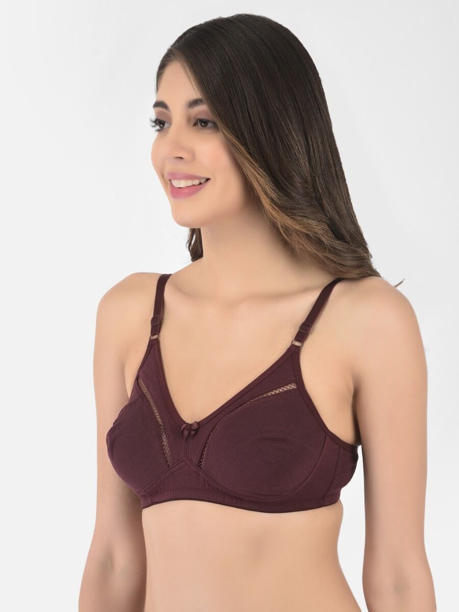 Softline Women's Non Padded Wire Free Bra in Cotton Stretch Fabric with Elastic Straps, Full Cup design, and Hook Closure