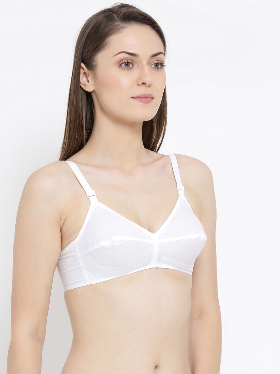 Softline Women's Non Padded Wire Free Bra in 100% Cotton Fabric with Elastic Straps and Hook Closure