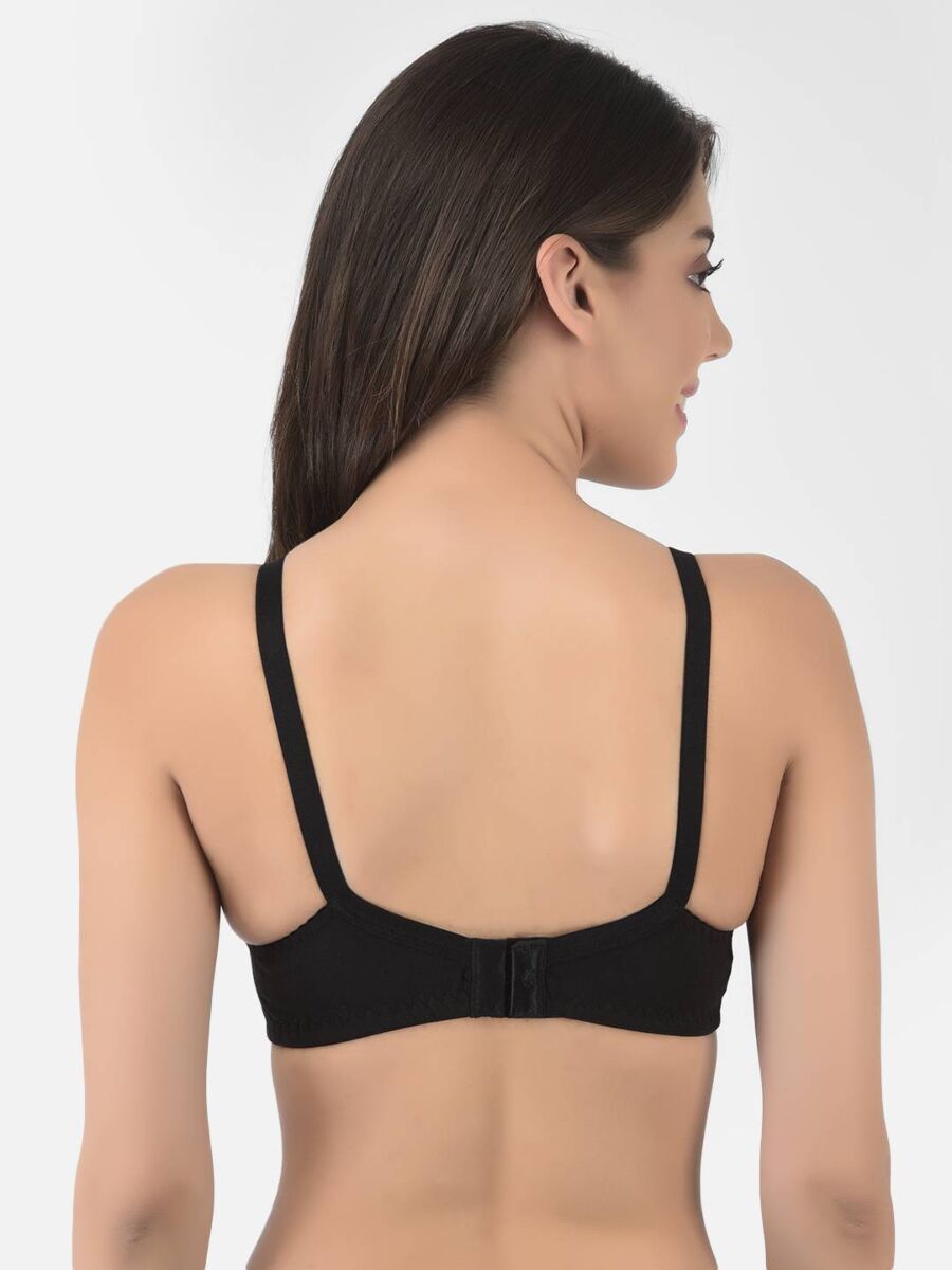 Softline Women's Non Padded Wire Free Bra in Cotton Poly Fabric with Double Layered Cups, Full Coverage, Elastic Straps, and Hook Closure