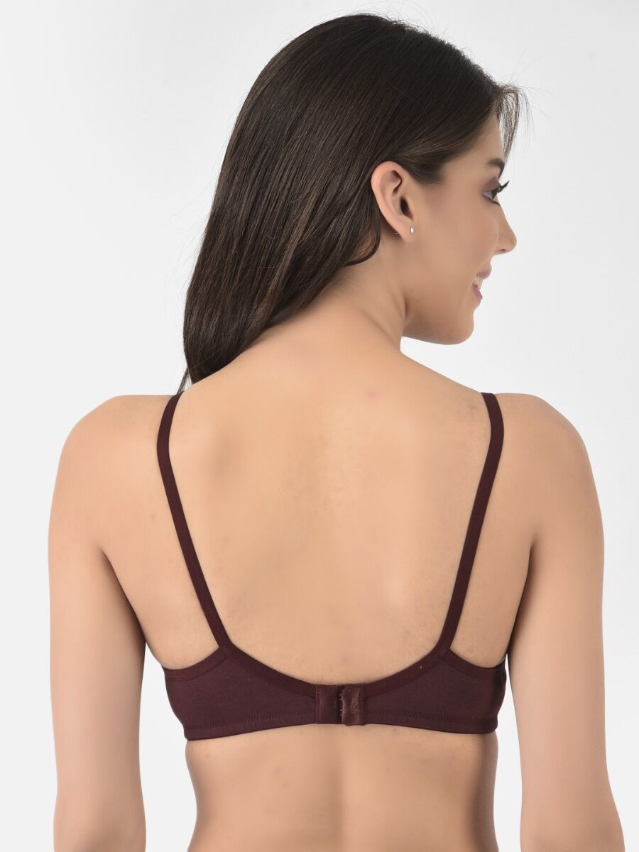 Softline Women's Non Padded Wire Free T-shirt Bra in Cotton Poly Fabric with Elastic Straps, Double Layered Moulded Cups, and Hook Closure