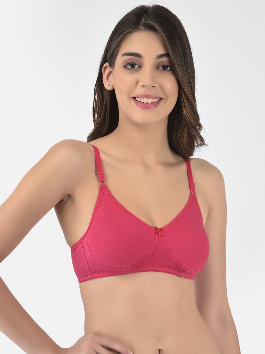 Softline Women's Non Padded Wire Free Bra in Cotton Stretch Fabric with Elastic Straps, Full Cup design, and Hook Closure