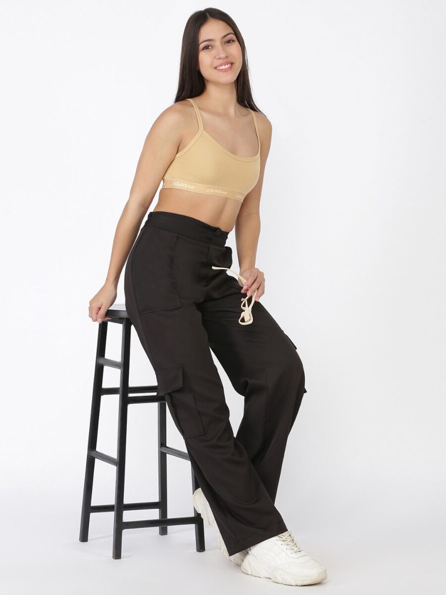 Softline Women's Non Padded Wire Free Bra in 100 % Polyester Fabric with Elastic Straps and Easy Slip On Style 