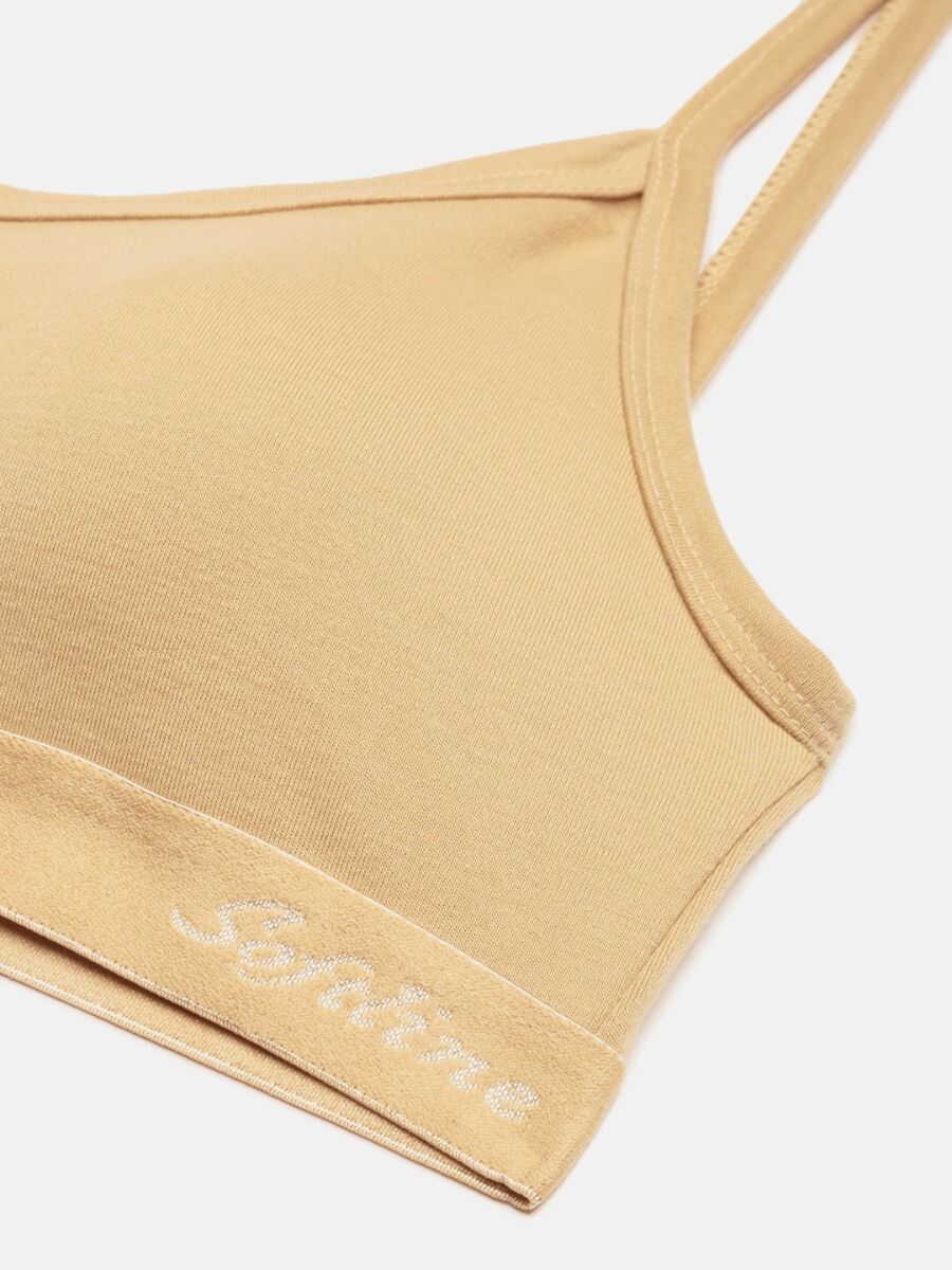 Softline Women's Non Padded Wire Free Bra in 100 % Polyester Fabric with Elastic Straps and Easy Slip On Style 