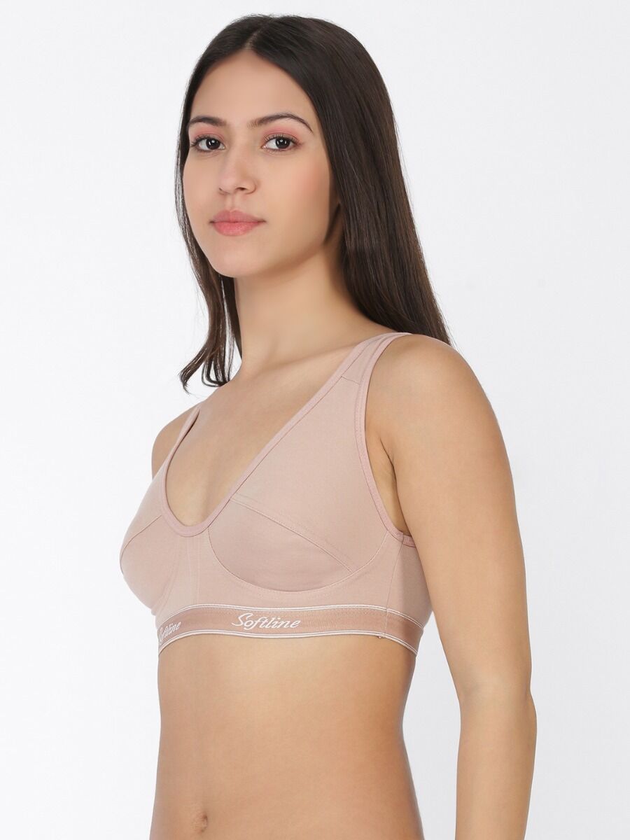 Softline Women's Non Padded Wire Free Sports Bra in 100% Polyester Fabric with High Elasticity, No Hook Design, and Slip on Style