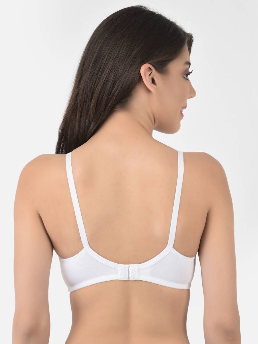 Softline Women's Non Padded Wire Free Bra in Cotton Stretch Fabric with Double Layered Cups Full Coverage, Elastic Straps, and Hook Closure 