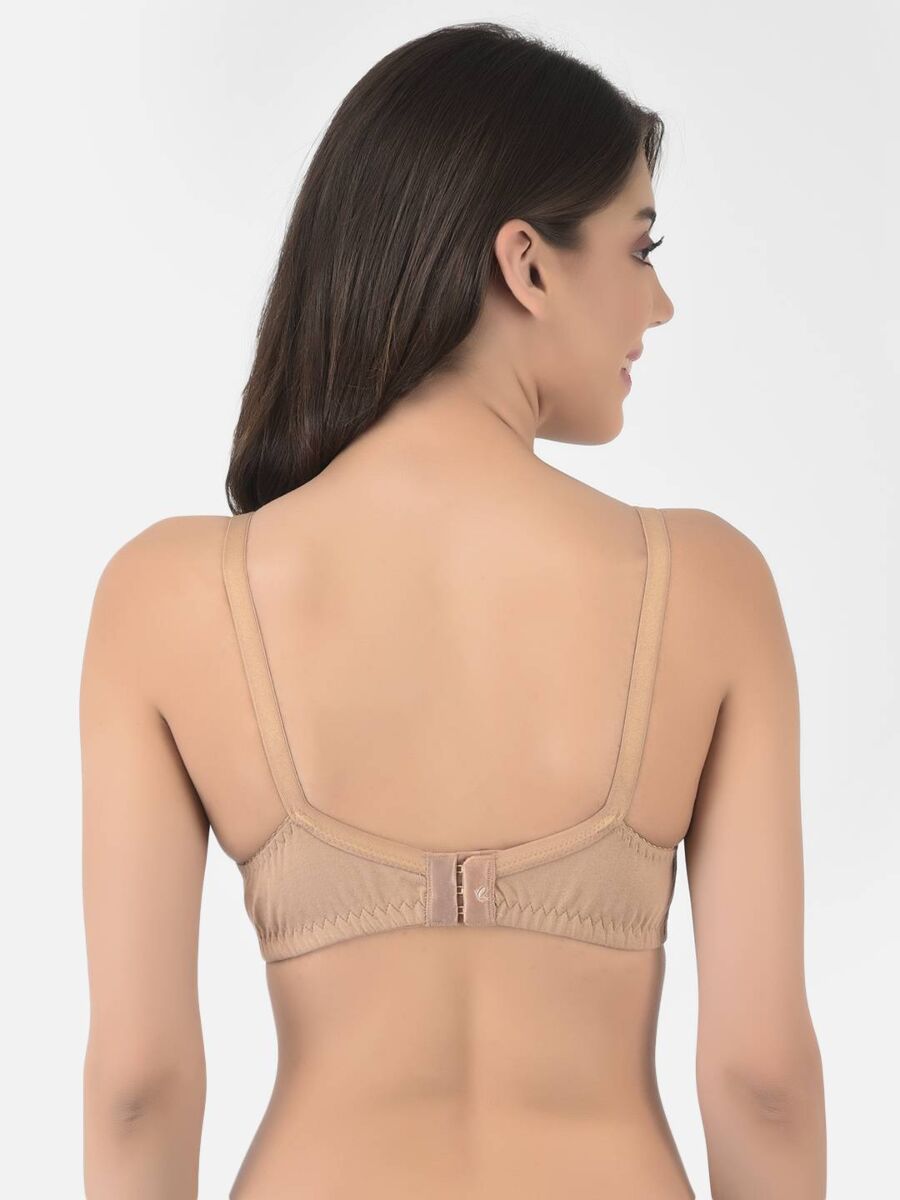 Softline Women's Non Padded Wire Free Bra in Cotton Poly Fabric with Double Layered Cups, Full Coverage, Elastic Straps, and Hook Closure