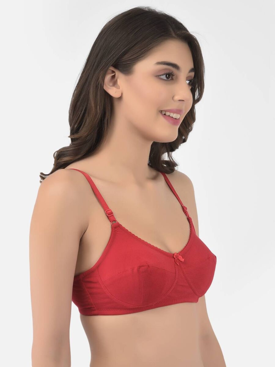 Softline Women's Non Padded Wire Free Bra in Cotton Stretch Fabric with Double Layered Cups Full Coverage, Elastic Straps, and Hook Closure 