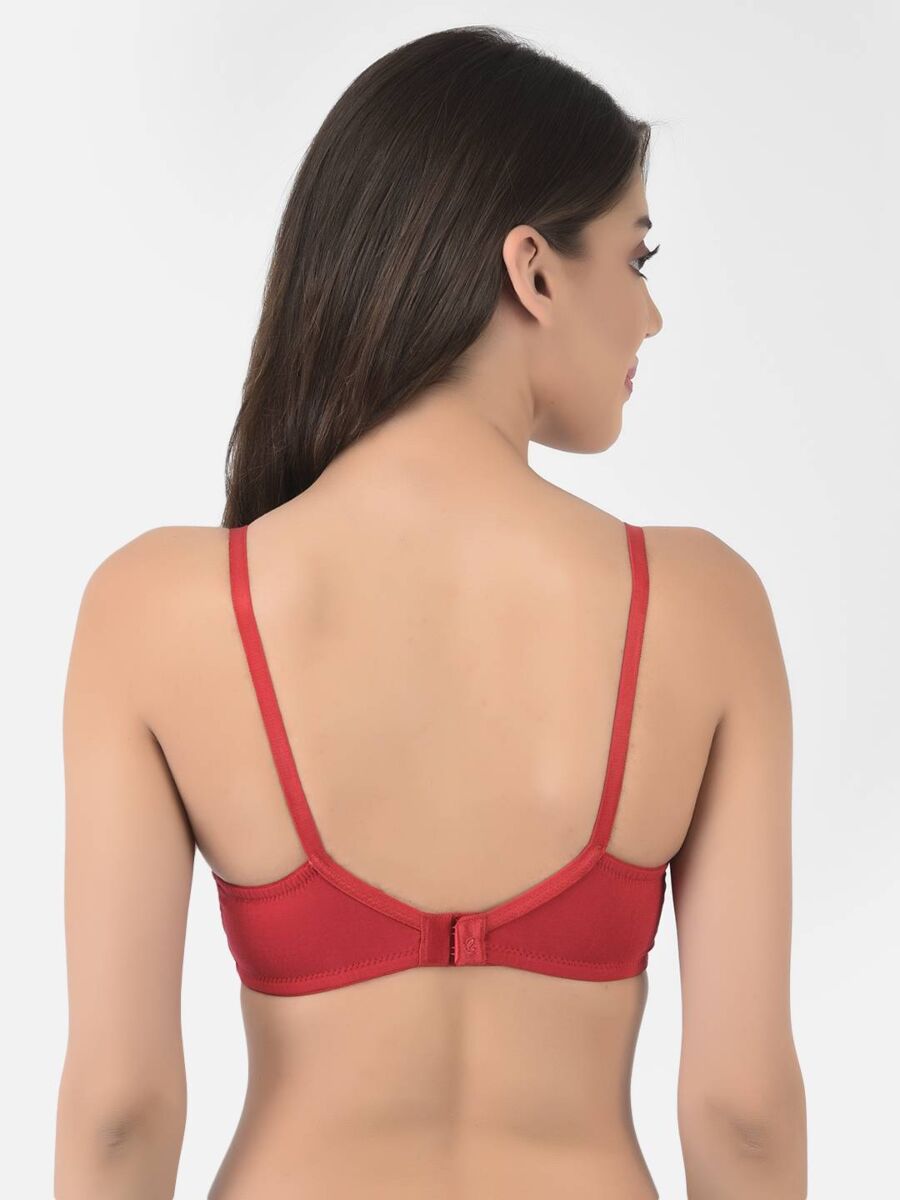 Softline Women's Non Padded Wire Free Bra in Cotton Stretch Fabric with Double Layered Cups Full Coverage, Elastic Straps, and Hook Closure 