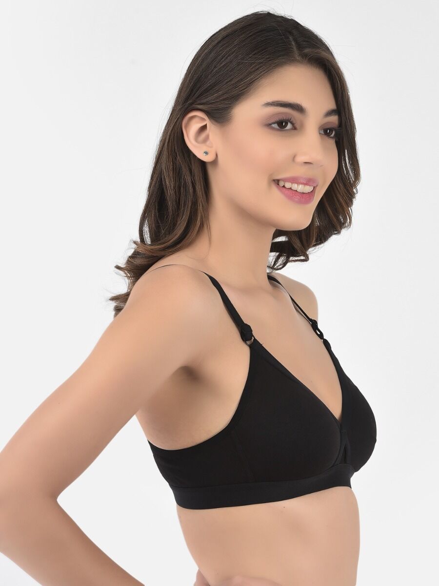 Softline Women's Non Padded Wire Free   T-shirt  Bra in Cotton Poly Fabric with Cross Neck Elastic Straps, Double Layered Moulded Cups, and Hook Closure 