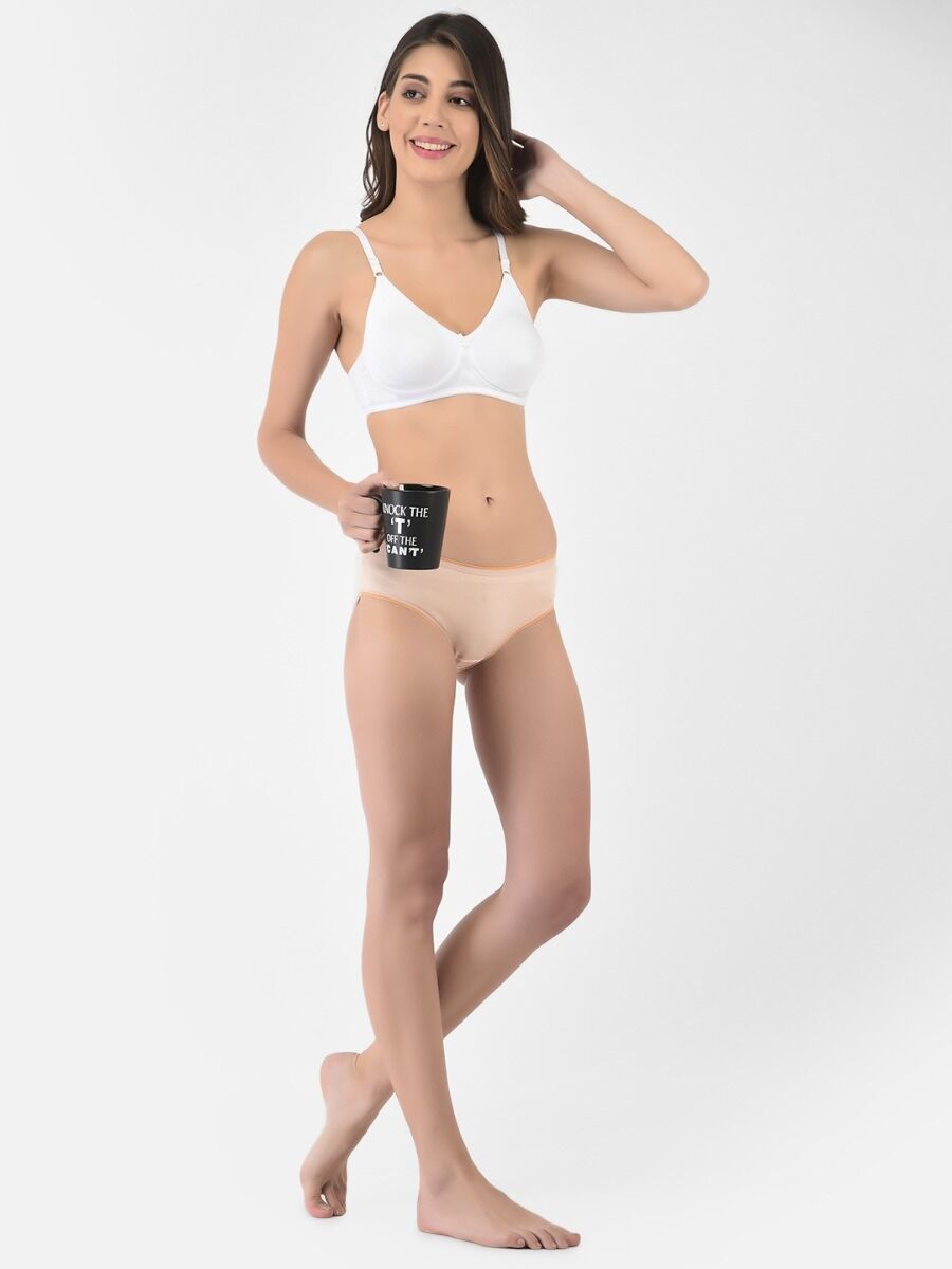 Softline Women's Non Padded Wire Free Bra in Cotton Stretch Fabric with Elastic Straps, Full Cup design, and Hook Closure